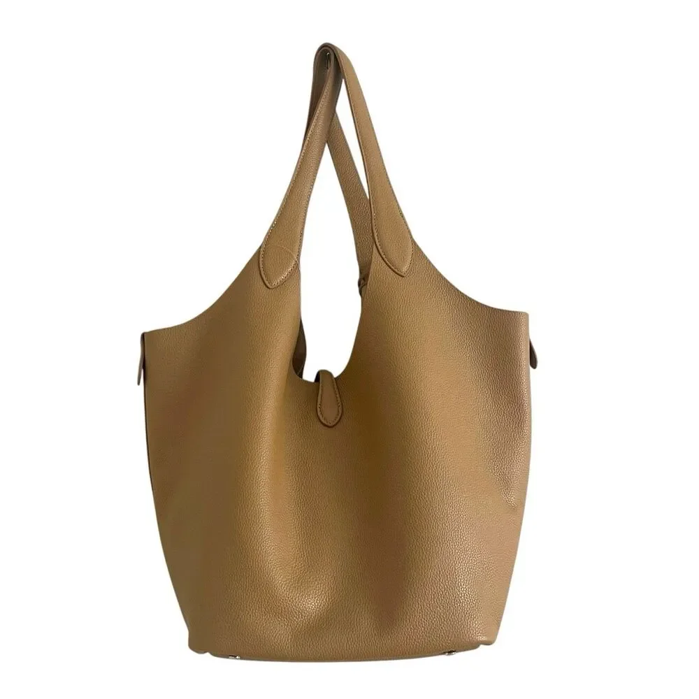 NWT Viola Castellani Tan Leather Hobo Bag Made in Italy Convertible Shopper Tote
